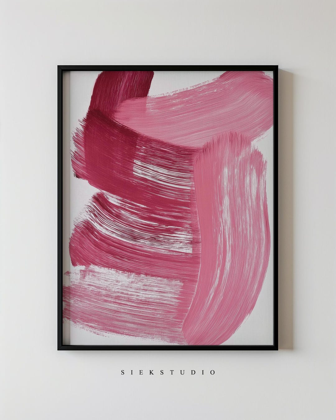 Modern Pink Abstract Art Print, Minimalist Bold Brush Stroke Wall Decor ...