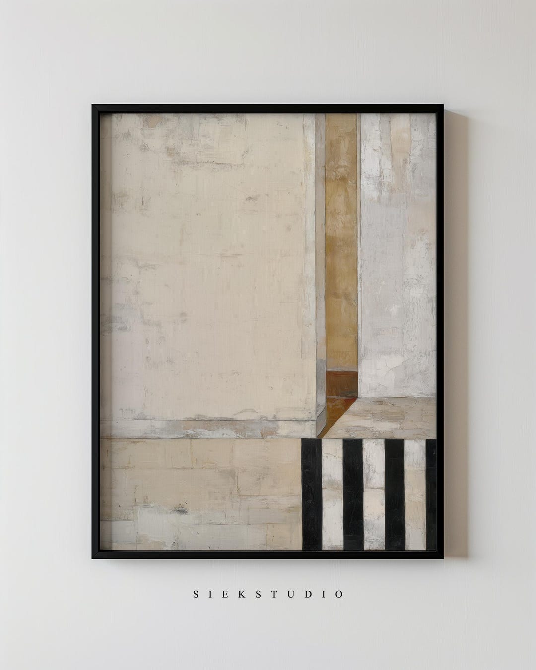 Modern Abstract Neutral Artwork Brown Beige Wall Art With Black Line ...