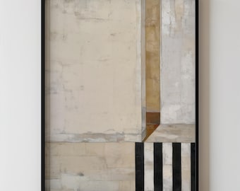 Modern Abstract Neutral Artwork Brown Beige Wall Art With Black Line Detail Minimalist Printable Geometric Contemporary Living Room Decor