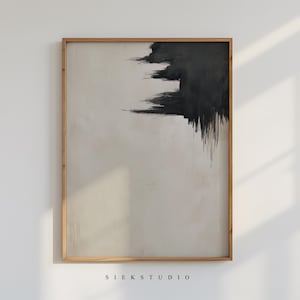 Black And Beige Brushstroke Wall Art, Modern Abstract Minimalist Painting, Contemporary Expressionist Home Minimalistic Decor Artwork 247 image 9