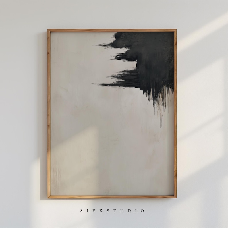 Black And Beige Brushstroke Wall Art, Modern Abstract Minimalist Painting, Contemporary Expressionist Home Minimalistic Decor Artwork 247 image 9