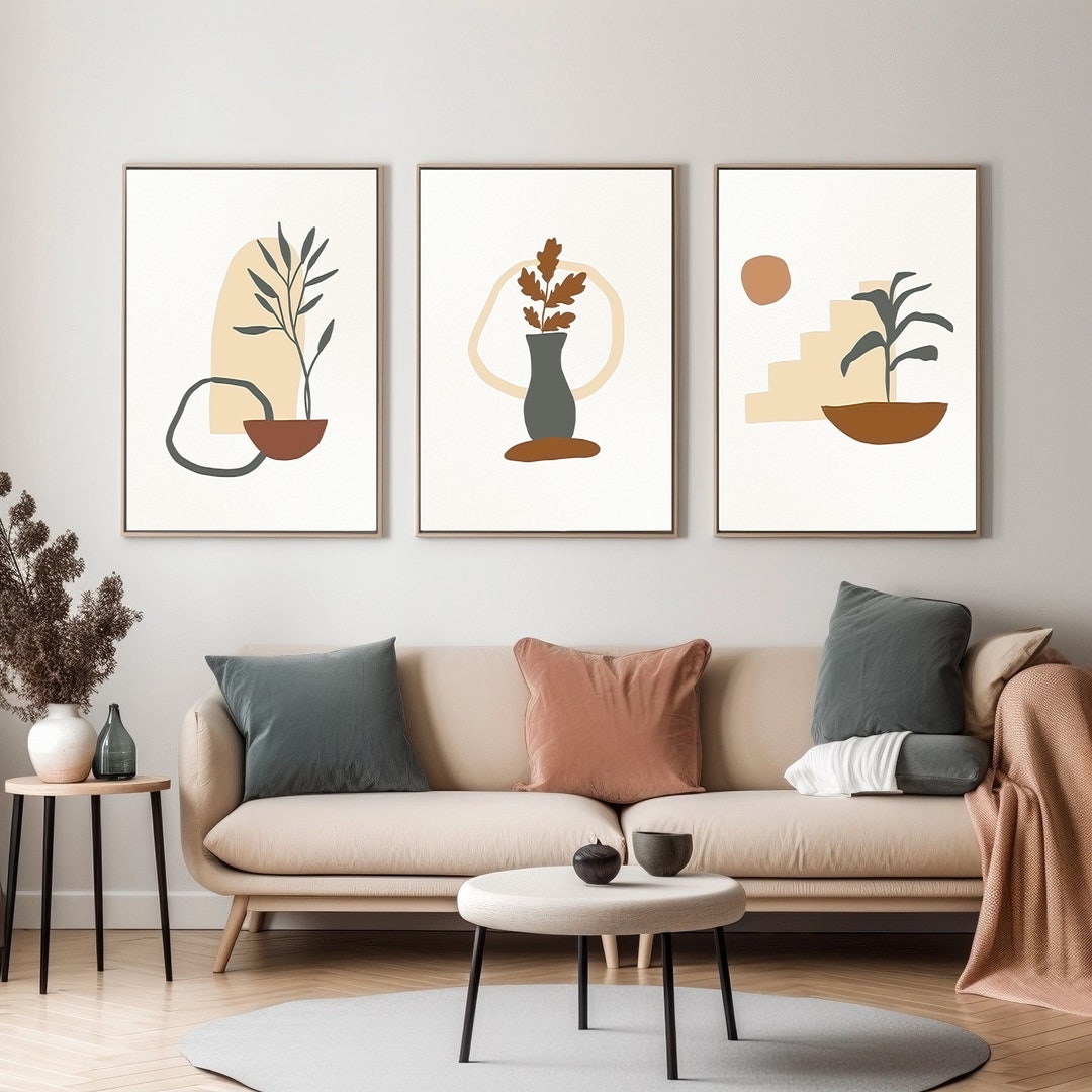 Modern Boho Wall Art, Wall Art Gallery Set, 3 Set Print, Neutral Tones ...