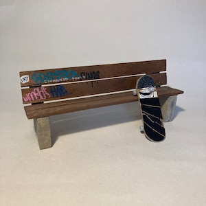 BETTER BENCH  - !!Upgraded Heavier Concrete Stands!!- Realistic Fingerboard Street Obstacle in Cast Concrete & Sapele Wood