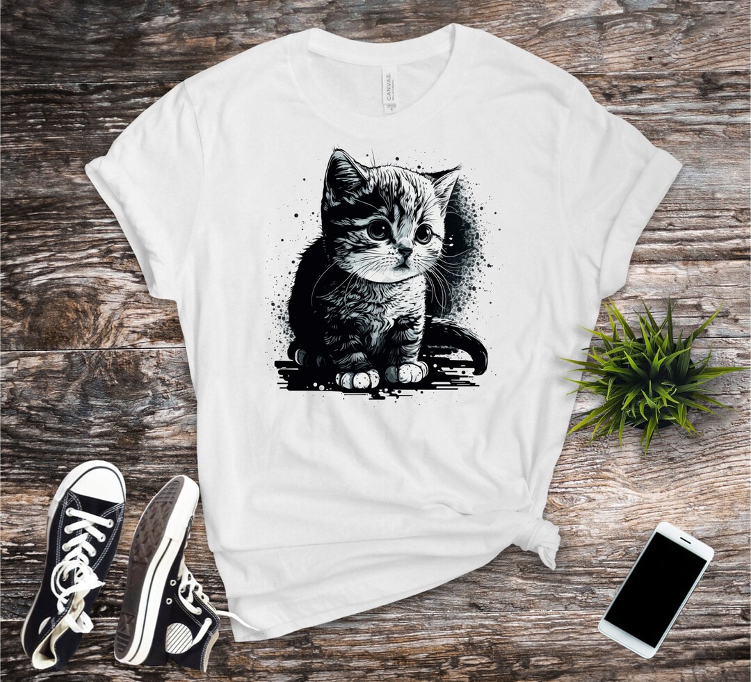 Realistic Cat Shirt Cat Face Shirt Cat Tee Cat Lover Shirt Etsy