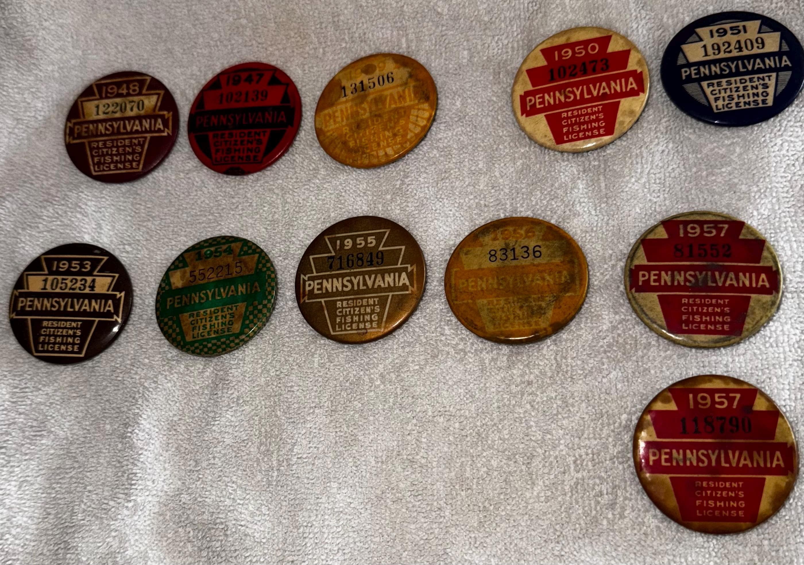 Broche Vintage 1938 Permis De Pêche Pennsylvanie - Pièce Collector