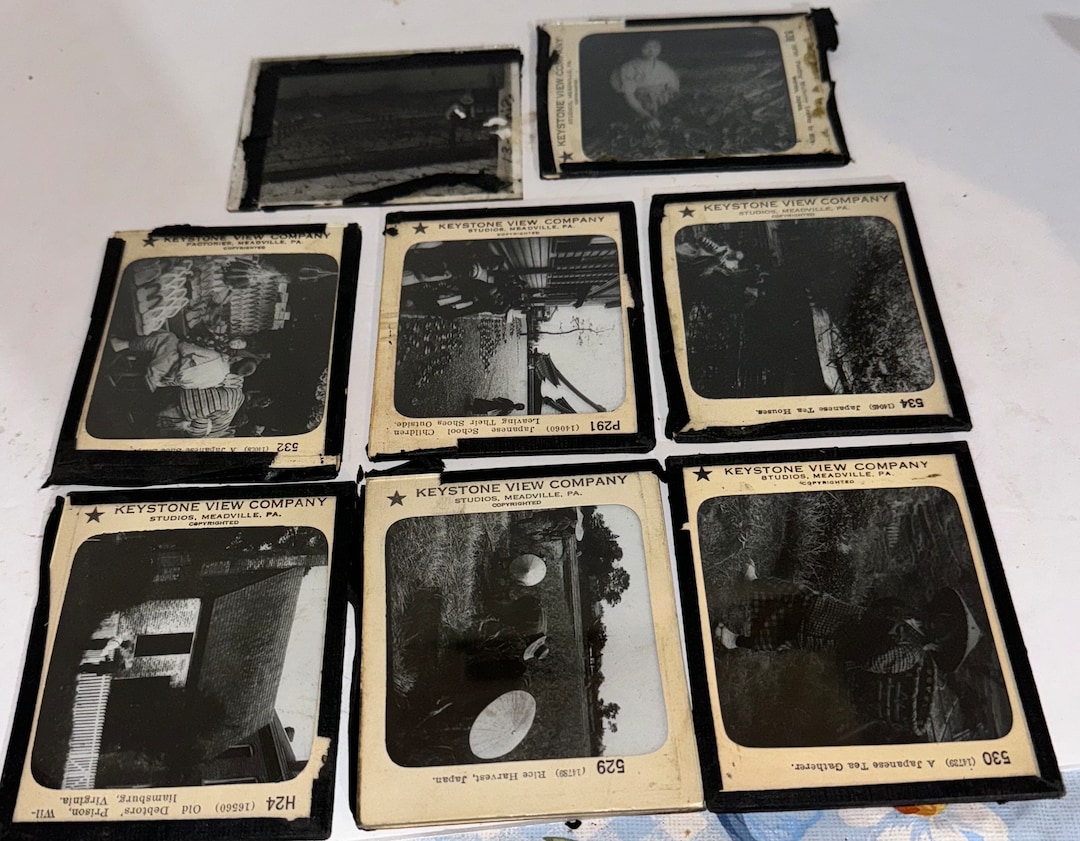 Vintage, Antique, Keystone View Company Glass Slides, Photos, Lot of 8