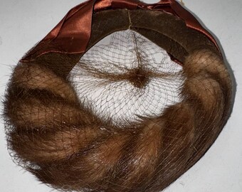 Vintage 1950s Brown Mink Satin Hat Band With Netting Mink Vintage Hat Vintage Hats for Women for sale | eBay main image 4