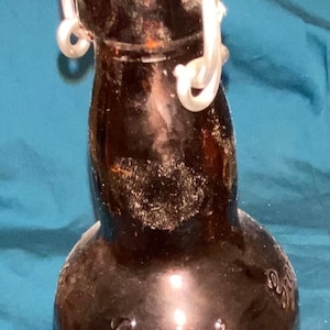 Grolsch Lager Beer Bottle Amber Brown Glass Wire Flip Porcelain Top Empty