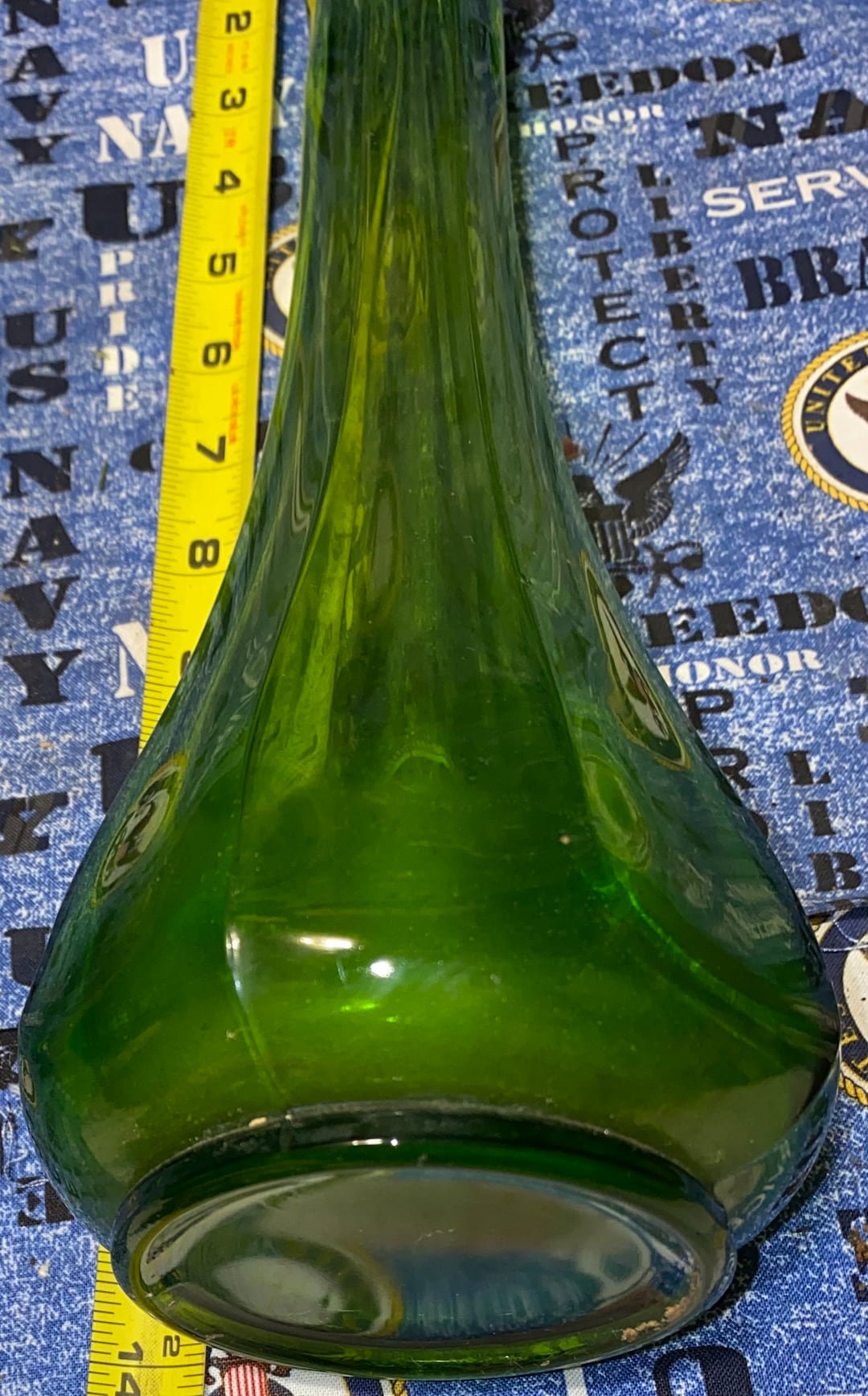 Vintage L.E. Smith Glass Ribbed Swung Vase 14 Tall Green MCM Mid Century Mod Etsy