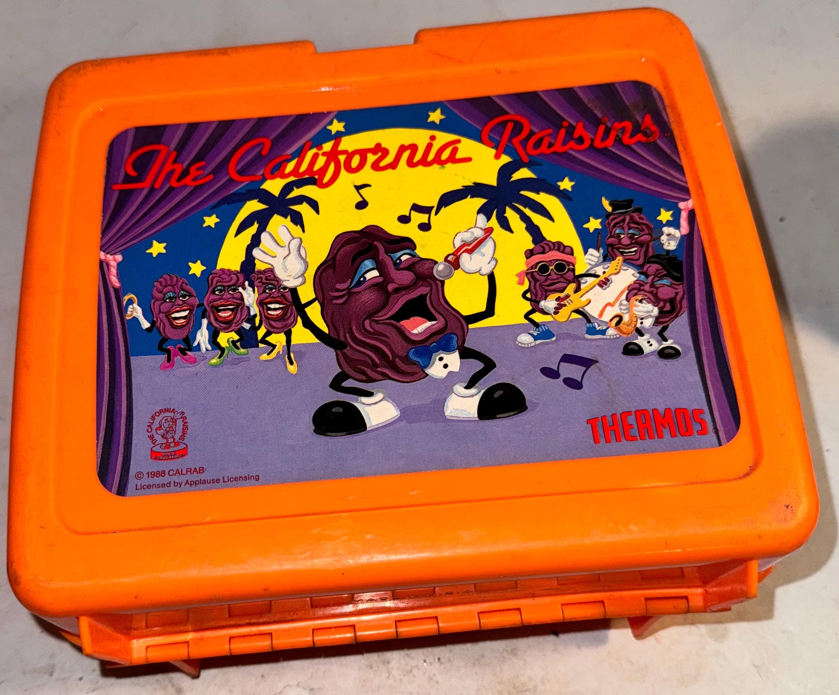 希少 80s カリフォルニアレーズン THERMOS社 USA製 ランチボックス Vintage 1988 Thermos Applause California Raisins Plastic Lunchbox