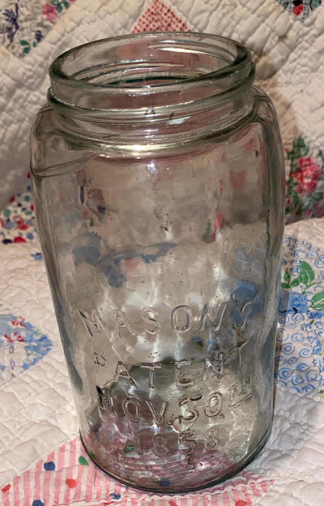 MASON'S Patent NOV. 30TH 1858 Ball Lite Aqua Blue Quart Jar Wild Errors