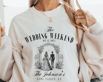 Comfort Colors® Personalized Wedding Party Favor Shirts,  Wedding Shirt with Location, Wedding Guests Merch Luxury Wedding, Wedding shirt