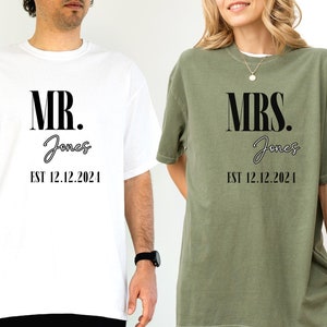 Comfort Colors® Bride and Groom Shirts, Custom Honeymoon Shirts, Just Married T-Shirt, Funny Mr and Mrs tees, Engagement Tees, Wedding Gift