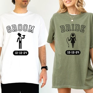Comfort Colors® Bride and Groom Shirts, Custom Honeymoon Shirts, Just Married T-Shirt, Funny Mr and Mrs tees, Engagement Tees, Wedding Gift