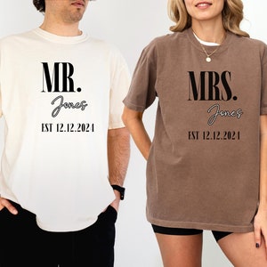 Comfort Colors® Bride and Groom Shirts, Custom Honeymoon Shirts, Just Married T-Shirt, Funny Mr and Mrs tees, Engagement Tees, Wedding Gift