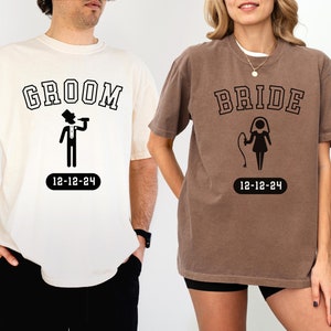 Comfort Colors® Bride and Groom Shirts, Custom Honeymoon Shirts, Just Married T-Shirt, Funny Mr and Mrs tees, Engagement Tees, Wedding Gift
