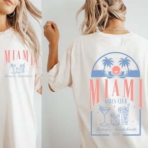 Camiseta de despedida de soltera de Miami, camiseta personalizada para despedida de soltera, camiseta de playa para despedida de soltera, camiseta personalizada para despedida de soltera tropical, fiesta nupcial