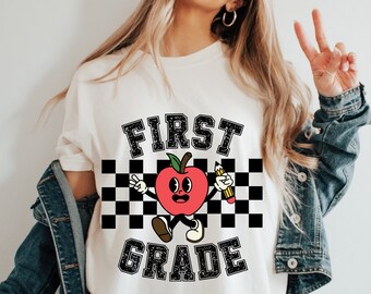 Retro First Grade Teacher Shirt, 1st Grade Teacher Tee, First Day of School Matching TShirt, New Teacher Gift, Teacher Squad, Back to School