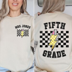 Personalized Fifth Grade Teacher Sweatshirt,  Custom Name 5th Grade Teacher Sweatshirt, Personalized Fifth Grade Teacher Gift, New Teacher