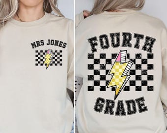 Personalized Fourth Grade Teacher Sweatshirt,  Custom Name 4th Grade Teacher Sweatshirt, Personalized Fourth Grade Teacher Gift, New Teacher