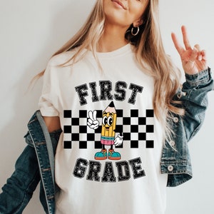 Retro First Grade Teacher Shirt, 1st Grade Teacher Tee, First Day of School Matching TShirt, New Teacher Gift, Teacher Squad, Back to School