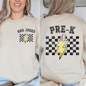 Personalized Pre-K Teacher Sweatshirt, Custom Name Pre-K  Teacher Sweatshirt, Pre-K Sweater, Pre-K Name Sweater, School Teaching Sweatshirt