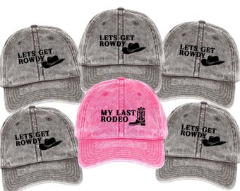 Embroidered Custom Western Bachelorette Vintage Hat, Custom Bridal Party Hats, Bachelorette Party Hats, Embroidered Matching Bridesmaid Hats