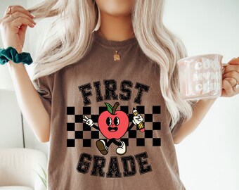 Retro First Grade Teacher Shirt, 1st Grade Teacher Tee, First Day of School Matching TShirt, New Teacher Gift, Teacher Squad, Back to School