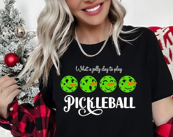 Womens Pickleball Christmas Shirt, Cute Pickleball T-shirt, Pickleball lover Christmas tshirt, Pickleball Shirt for Mom Pickleball Mom shirt