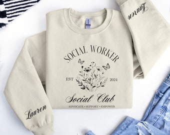 Personalized Social Worker Sweatshirt, Custom Name Social Worker Sweatshirt, Social Worker Gift, Social Worker Sweater, School Social Worker