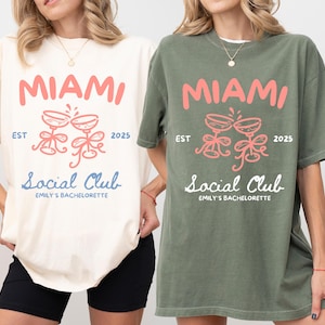 Camiseta de despedida de soltera de Miami, camiseta personalizada para despedida de soltera, camiseta de playa para despedida de soltera, camiseta personalizada para despedida de soltera tropical, fiesta nupcial