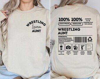 Comfort Colors® Wrestling Aunt Sweatshirt, Custom Wrestling Aunt Sweater, Aunt Wrestling Gift, Personalized Wrestling Sweater for Aunt
