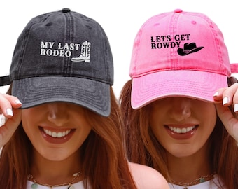Embroidered Custom Western Bachelorette Vintage Hat, Custom Bridal Party Hats, Bachelorette Party Hats, Embroidered Matching Bridesmaid Hats