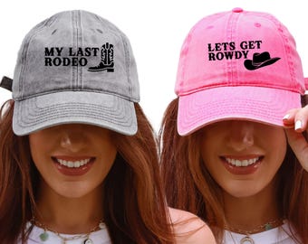 Embroidered Custom Western Bachelorette Vintage Hat, Custom Bridal Party Hats, Bachelorette Party Hats, Embroidered Matching Bridesmaid Hats