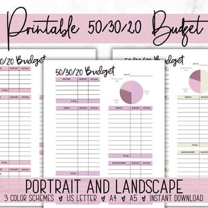 50/30/20 Budget - Budget Printable