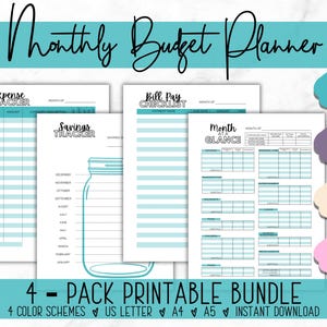 Monthly Budget Planner Printable | Expense Tracker, Bill Pay Checklist ...