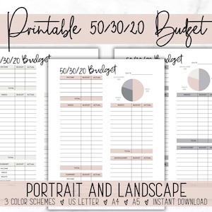 50/30/20 Budget - Budget Printable