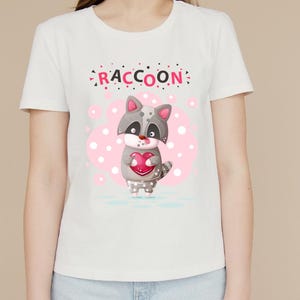Cute Raccoon Holding Heart PNG | Kawaii Valentine Clipart | Sublimation & Sticker Design
