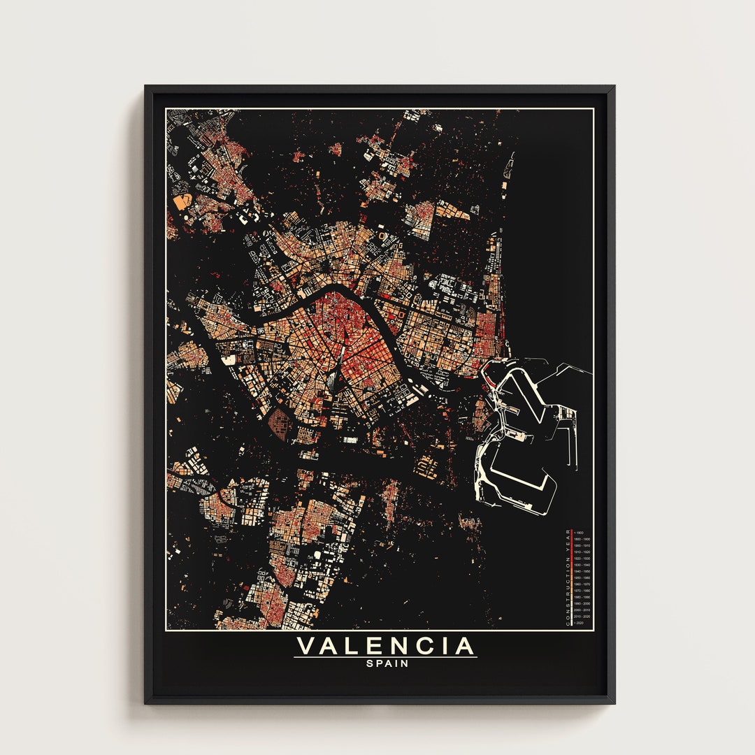Valencia City Map Catastro Black Construction Year City Map Print Spain Il 1080xN.4925927331 G8cv