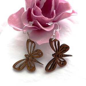 Walnut Wooden Dragonfly Earrings | Dragonfly Earrings | Dragonfly Jewelry | Nature Inspired Earrings | Handmade Dragonfly Earrings