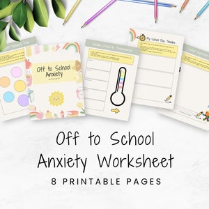 School Anxiety Worksheet for Kids - Motivational, Organizational Tool for Kindergarten, Mindset for Kids, Reduce Anxiety - NN11