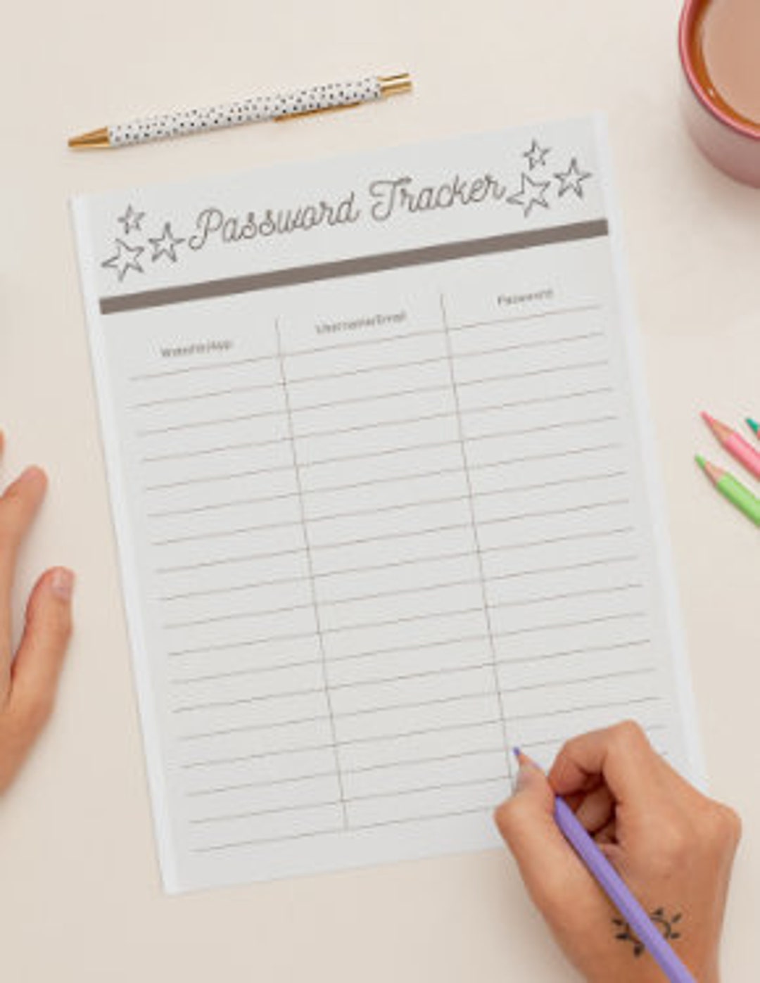 Password Tracker Printable & Editable / Password Keeper / Password ...