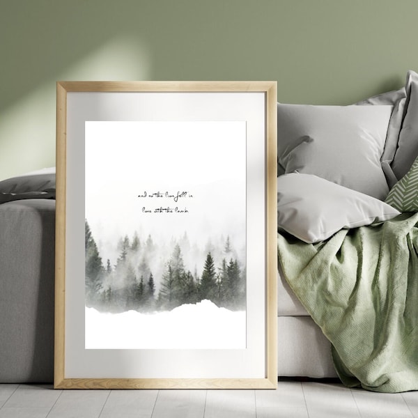 Movie Quote wall print, and so the lion fell in love, forever, home decor or small gift, Love quote printable wall art, Bella Swan
