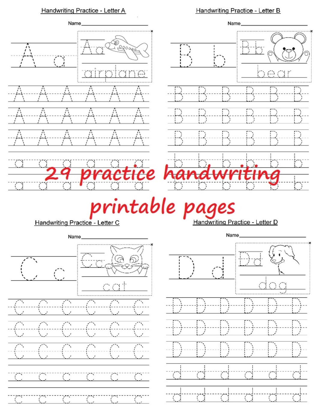 29 ABC Practice Writing Printable Pages for Kids Learning - Etsy