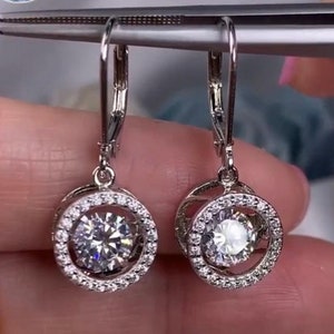 Diamond Dangle Earrings, Diamond Drop Earrings, Lab Created Diamond Earrings, Wedding Jewelry, Unique Jewelry, Bridal Anniversary Gifts