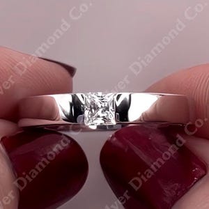 Princess Cut Created Diamond Wedding Band - Sterling Silver Anniversary Ring
