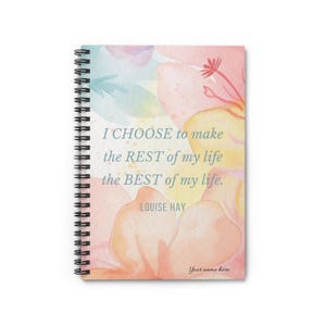 Inspirational Spiral Notebook, Wellness Journal, Self-help Organizer, Floral Notepad, Motivational Gift