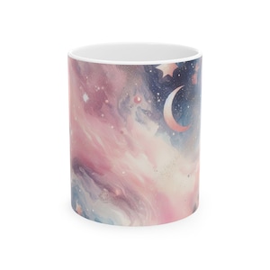 Himmlische Träume Keramiktasse - Sternennacht-Kaffeetasse, Geschenk für Astrologie-Liebhaber, Mondphasen-Liebhabertasse, kosmisches Trinkgeschirr