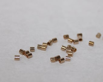 14K Solid Yellow Gold Crimp Beads: 1.8x2mm