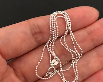 Dainty Sterling Silver Ultra Sparkly Faceted Bead Chain Necklace, Beaded Chain (1)